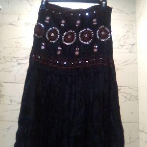 Black Wrinkle Bohemian Maxi With Sequin Mandela